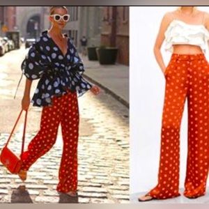 Jaeger - Orange/White Polka Dot Pants